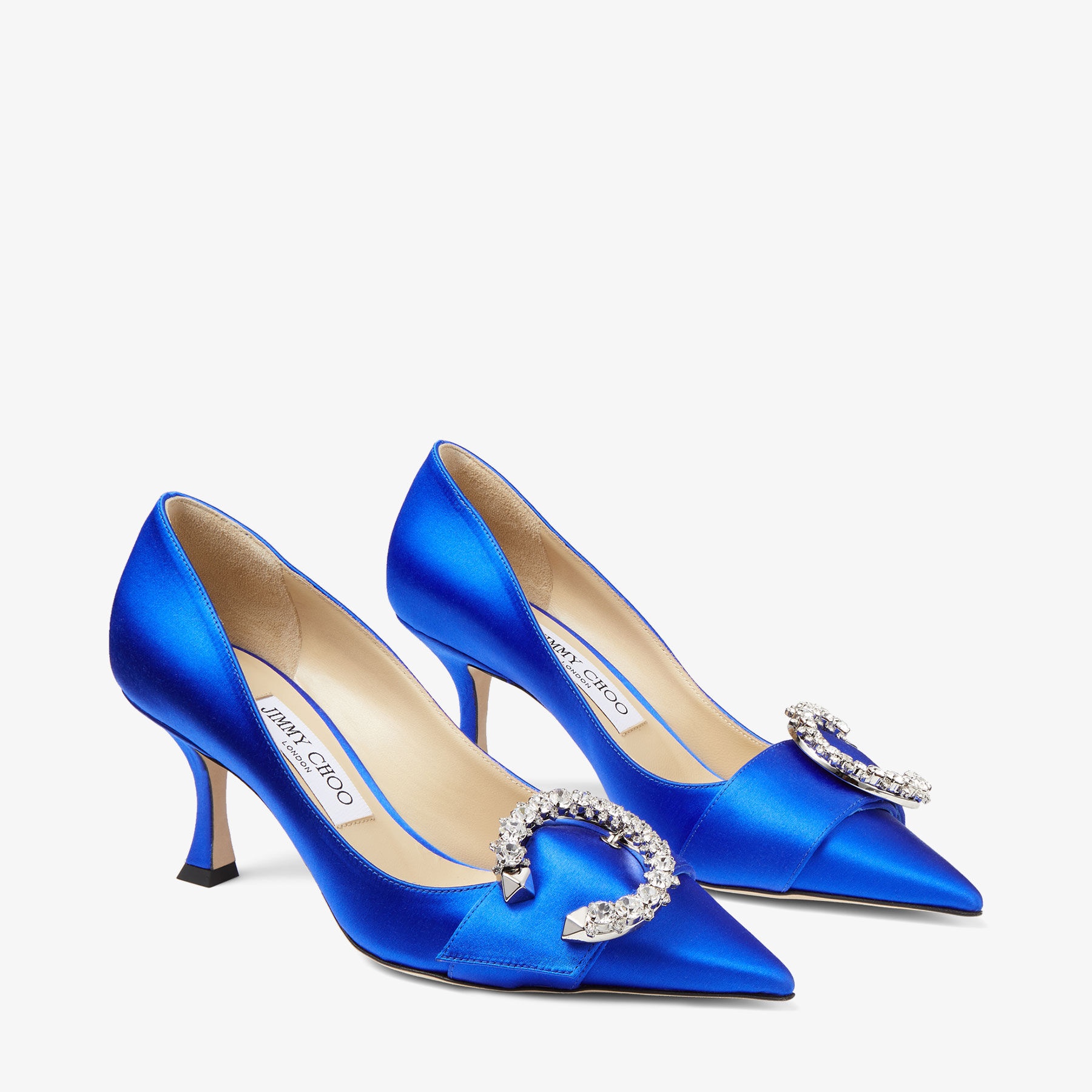 Melva 70
Ultraviolet Satin Pointed-Toe Pumps with Crystal Buckle - 3