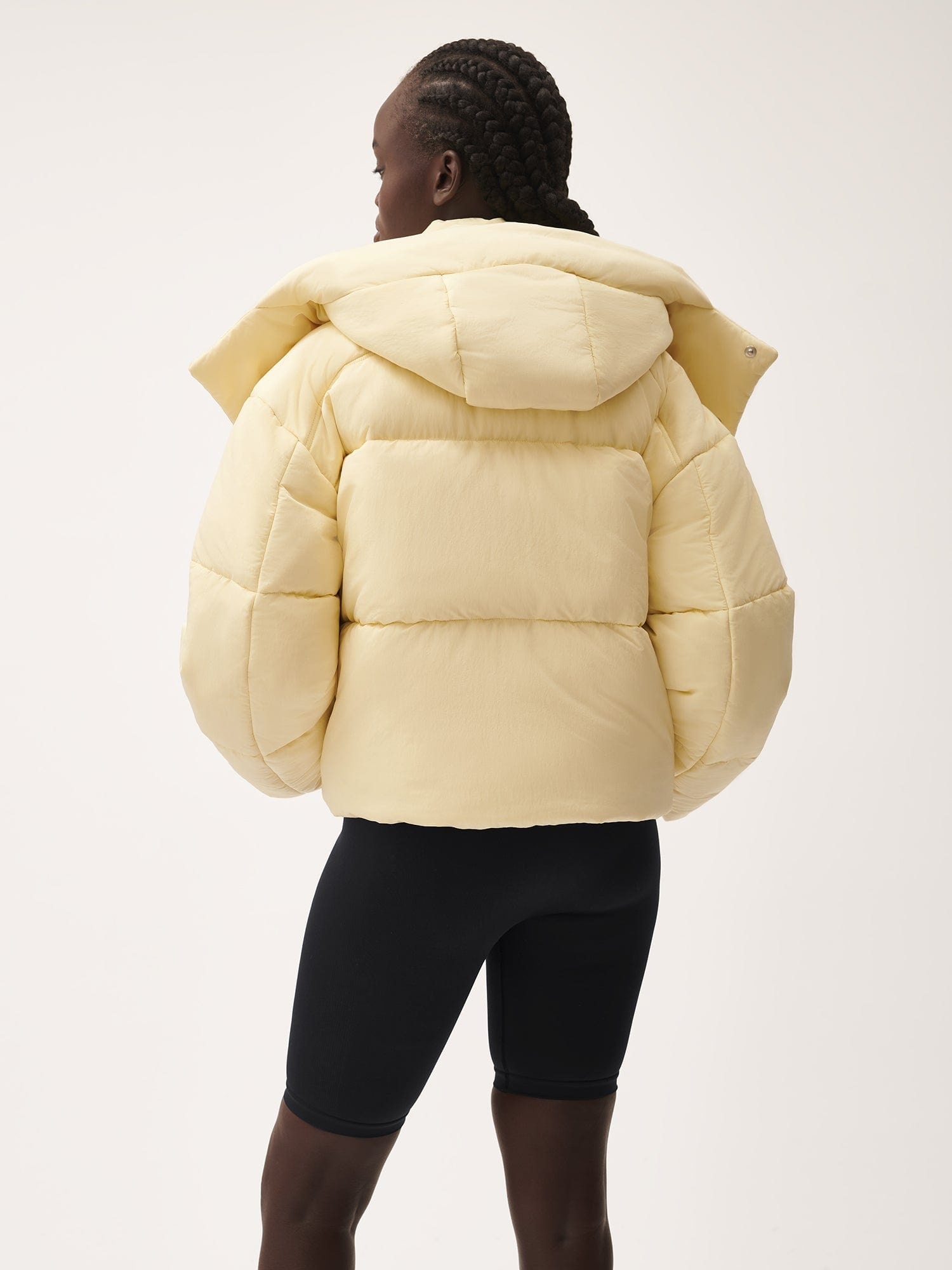 Women’s Flower-Warmth Recycled Nylon Cropped Puffer - Rind Yellow - 3