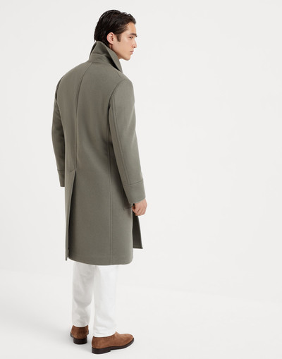 Brunello Cucinelli Wool double beaver cloth one-and-a-half-breasted coat with patch pockets and metal buttons outlook
