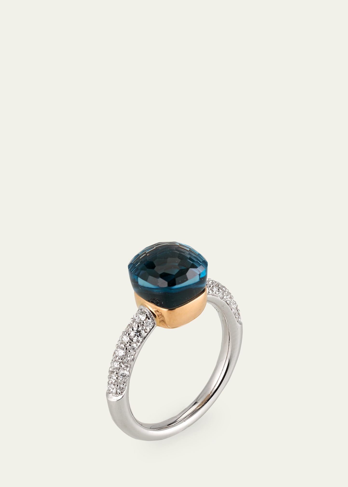 Nudo Petite 18K Gold Ring with London Blue Topaz and Diamonds - 3