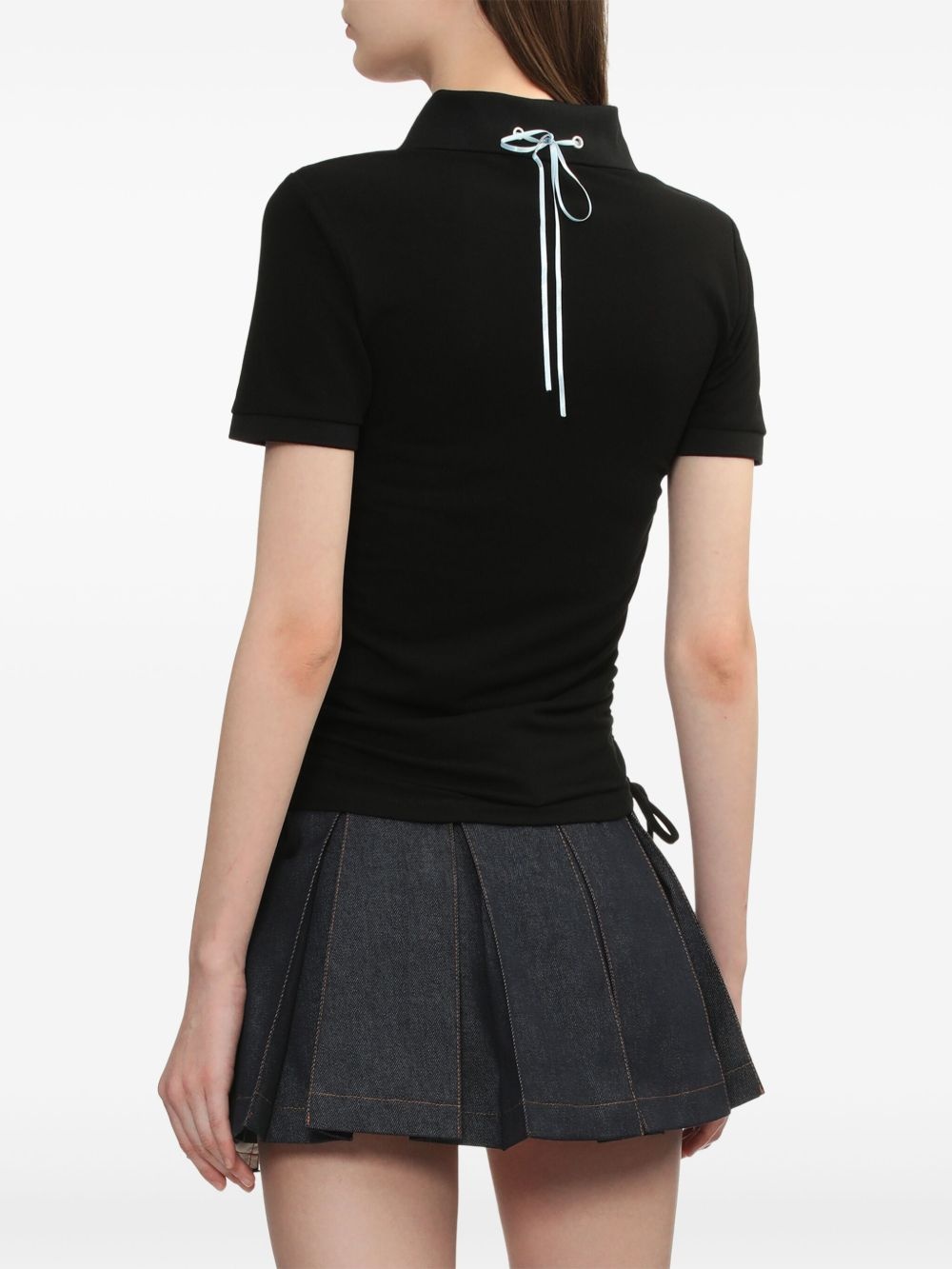 lace-detailing polo top - 4