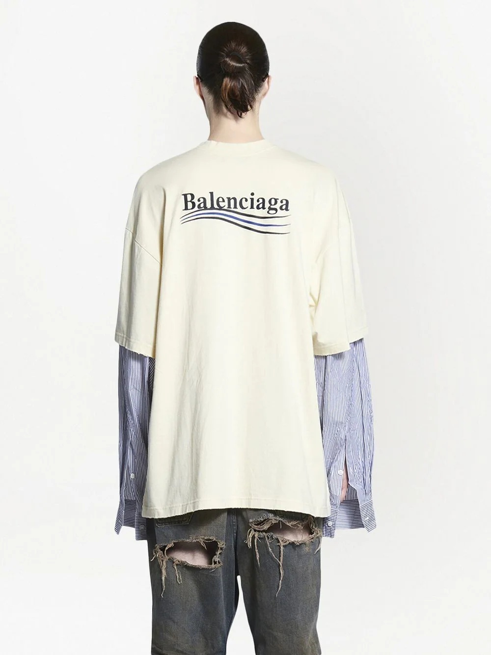 logo-embroidered layered T-shirt - 4