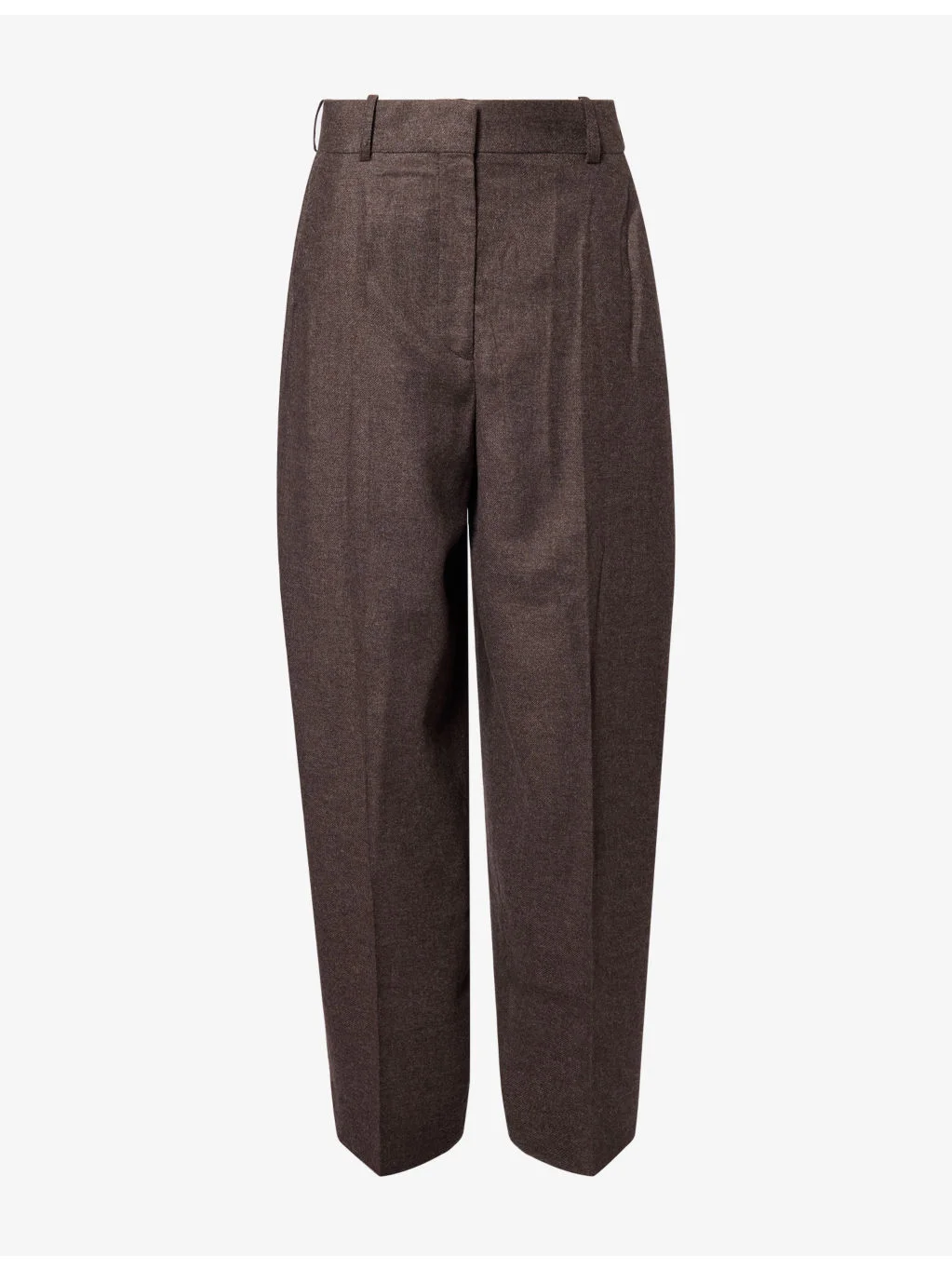 High-Waisted Flannel Woven Trousers - 1