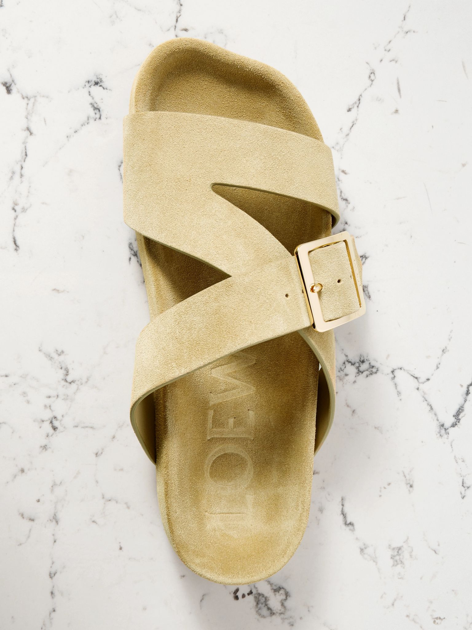 Ease buckled suede slides Beige - 5