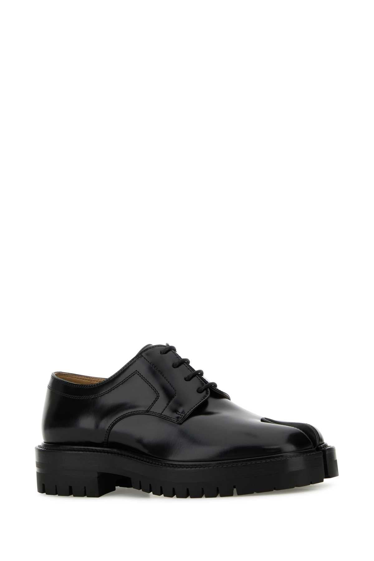 Maison Margiela Women Black Leather Tabi Lace-Up Shoes - 2