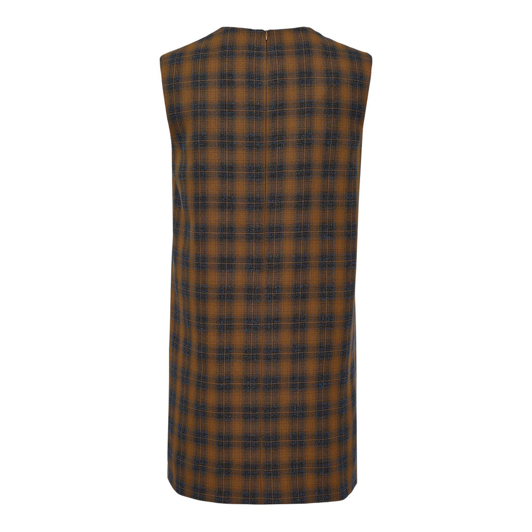 Brown Womens Check Pattern Dress - 2