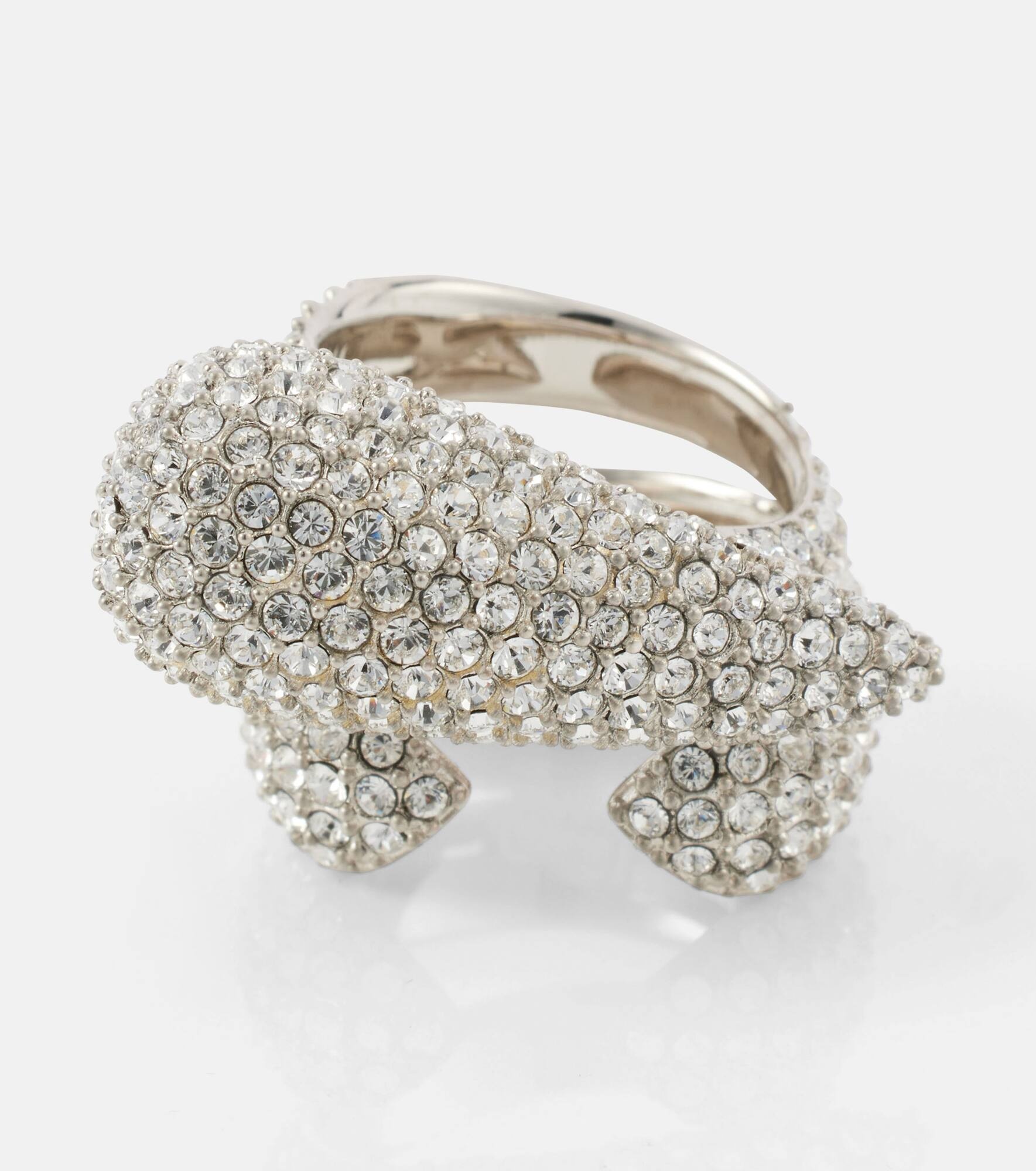 Feline crystal-embellished ring - 1