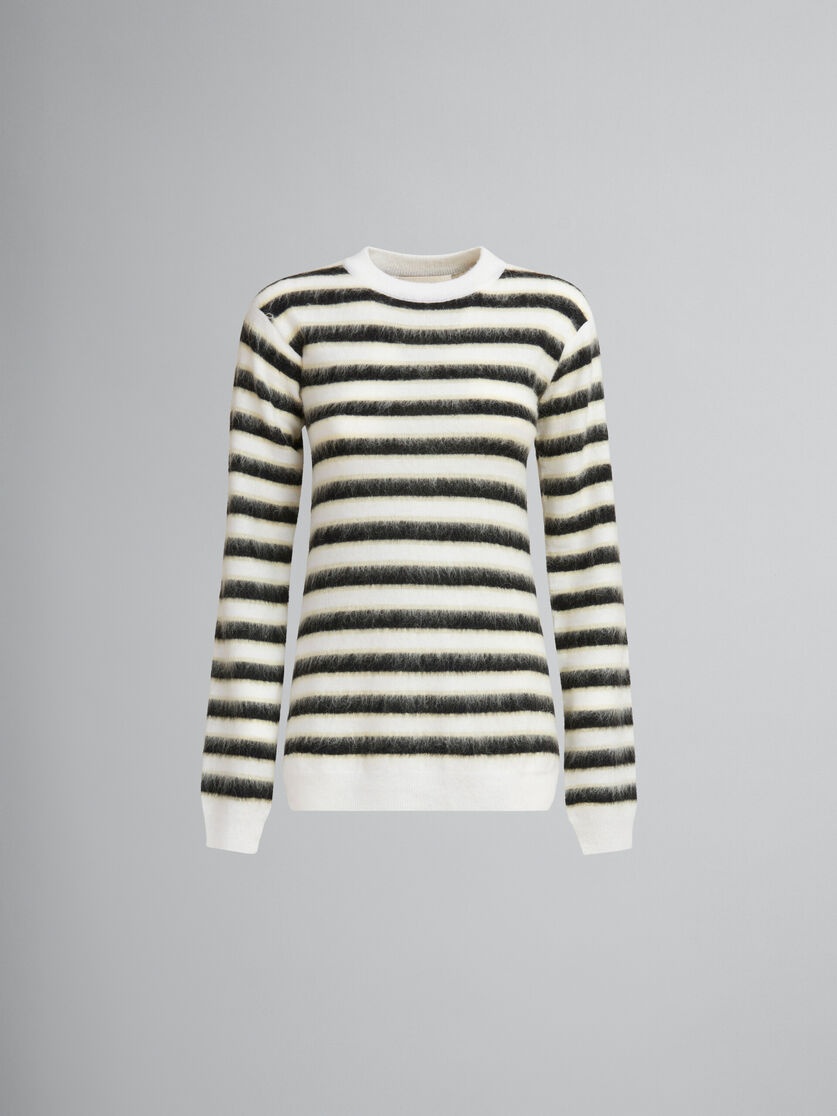 BLACK AND WHITE STRIPED WOOL-MOHAIR JUMPER - 1