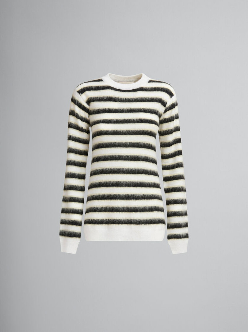 BLACK AND WHITE STRIPED WOOL-MOHAIR JUMPER - 1