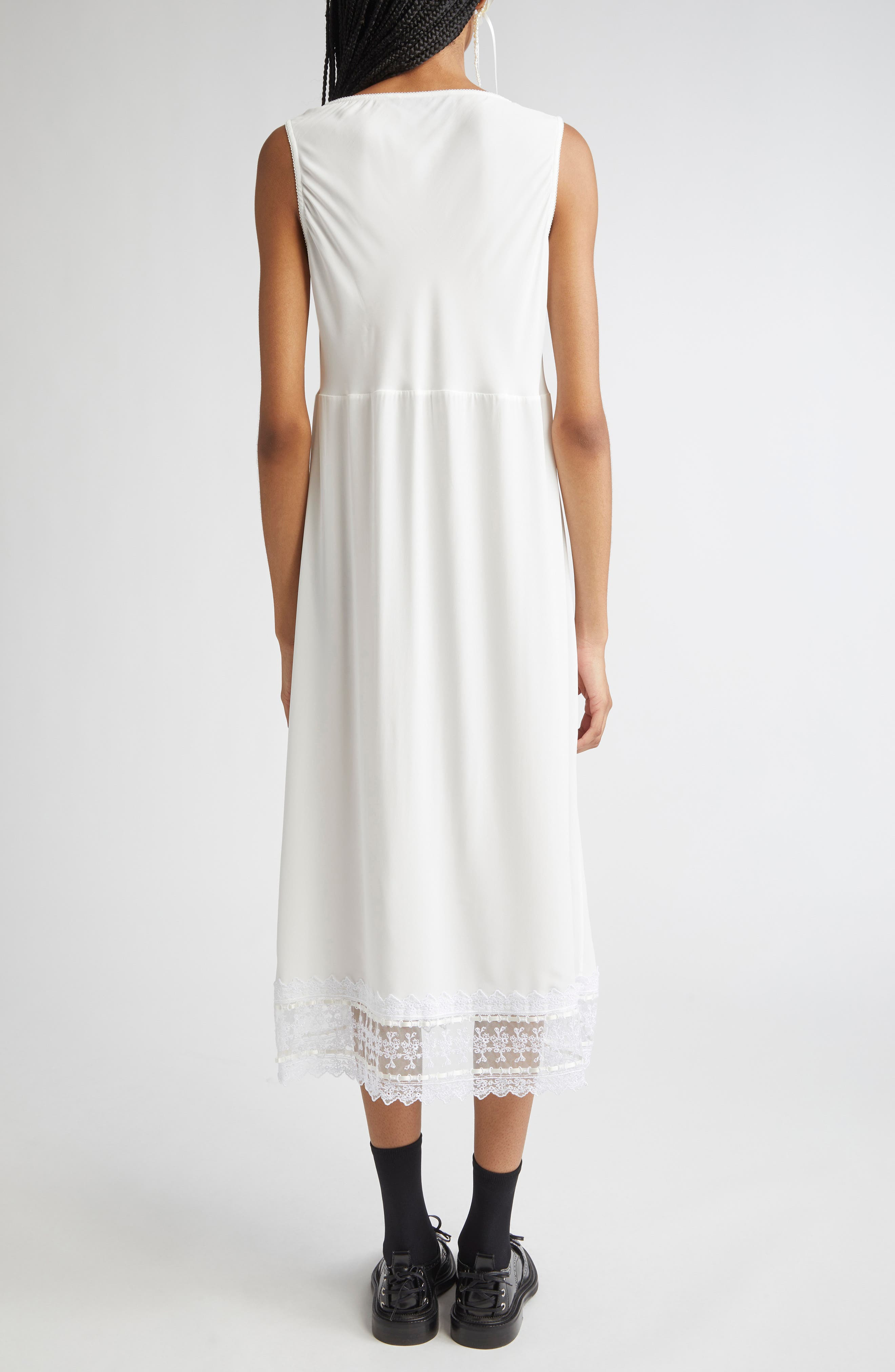 Simone Rocha Scoop Neck Lace Trim Midi Dress in Ivory at Nordstrom - 2