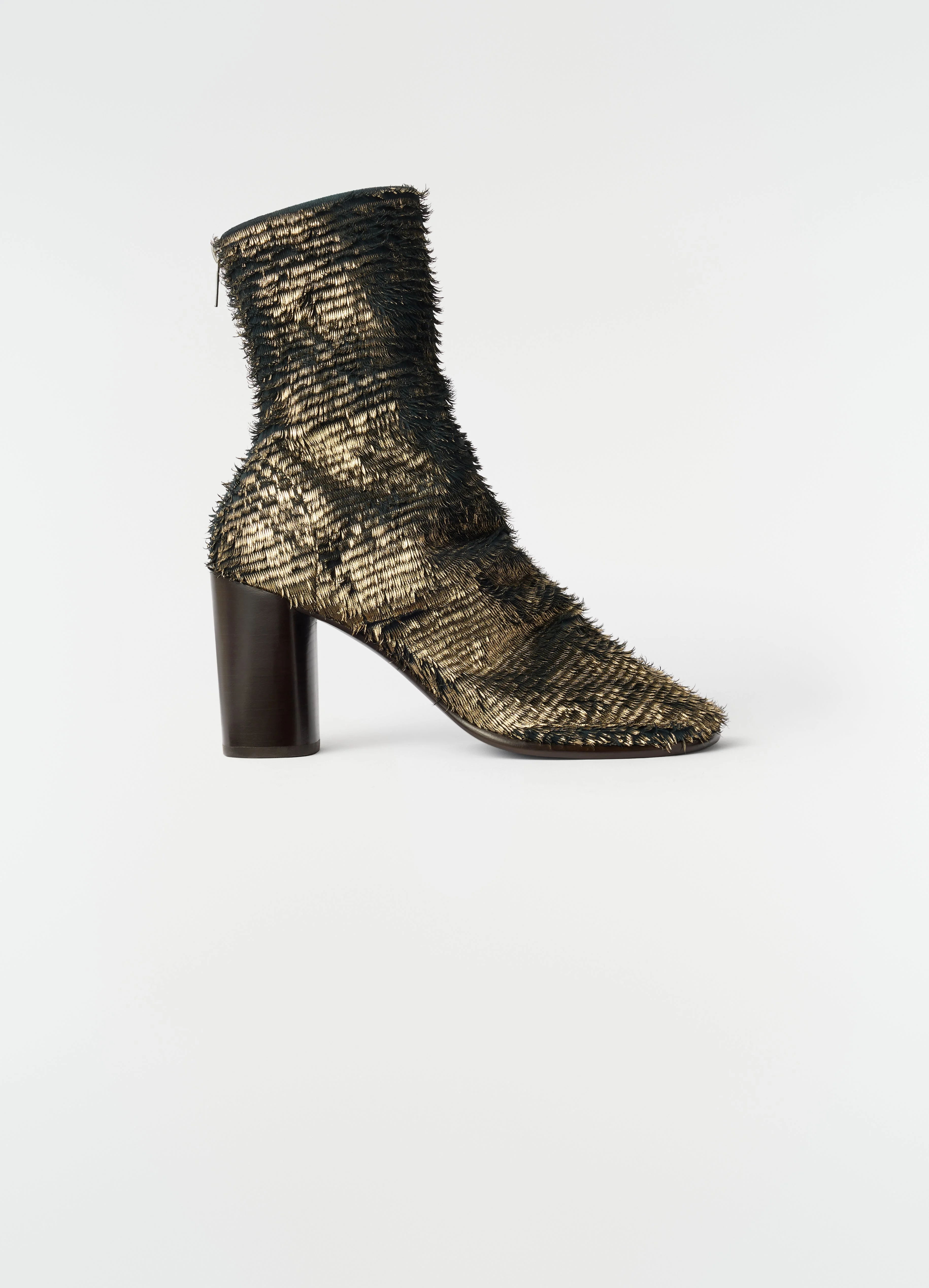 80 MM GLOVE HEELED ANKLE BOOTS IN LAMINATED TEXTURED LEATHER - 1