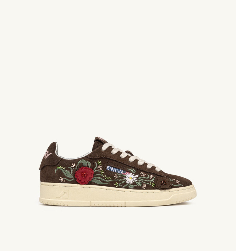 DALLAS LOW 'FLORAL' SNEAKERS IN BROWN SUEDE 1