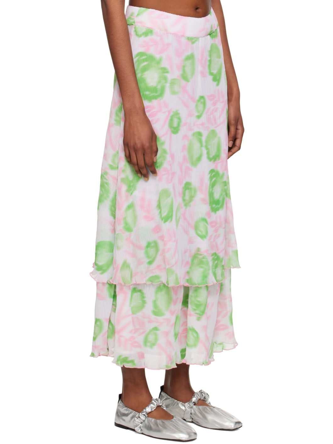 Pink & Green Layered Midi Skirt - 2