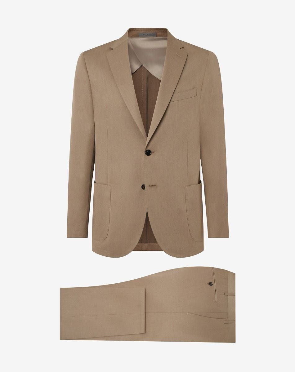 Hazelnut wool and cotton suit - 1