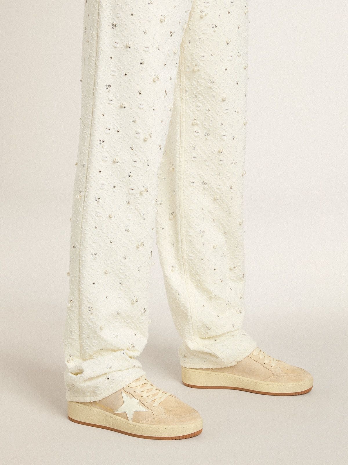 Ball Star 2 in beige suede with white leather star and heel tab - 3