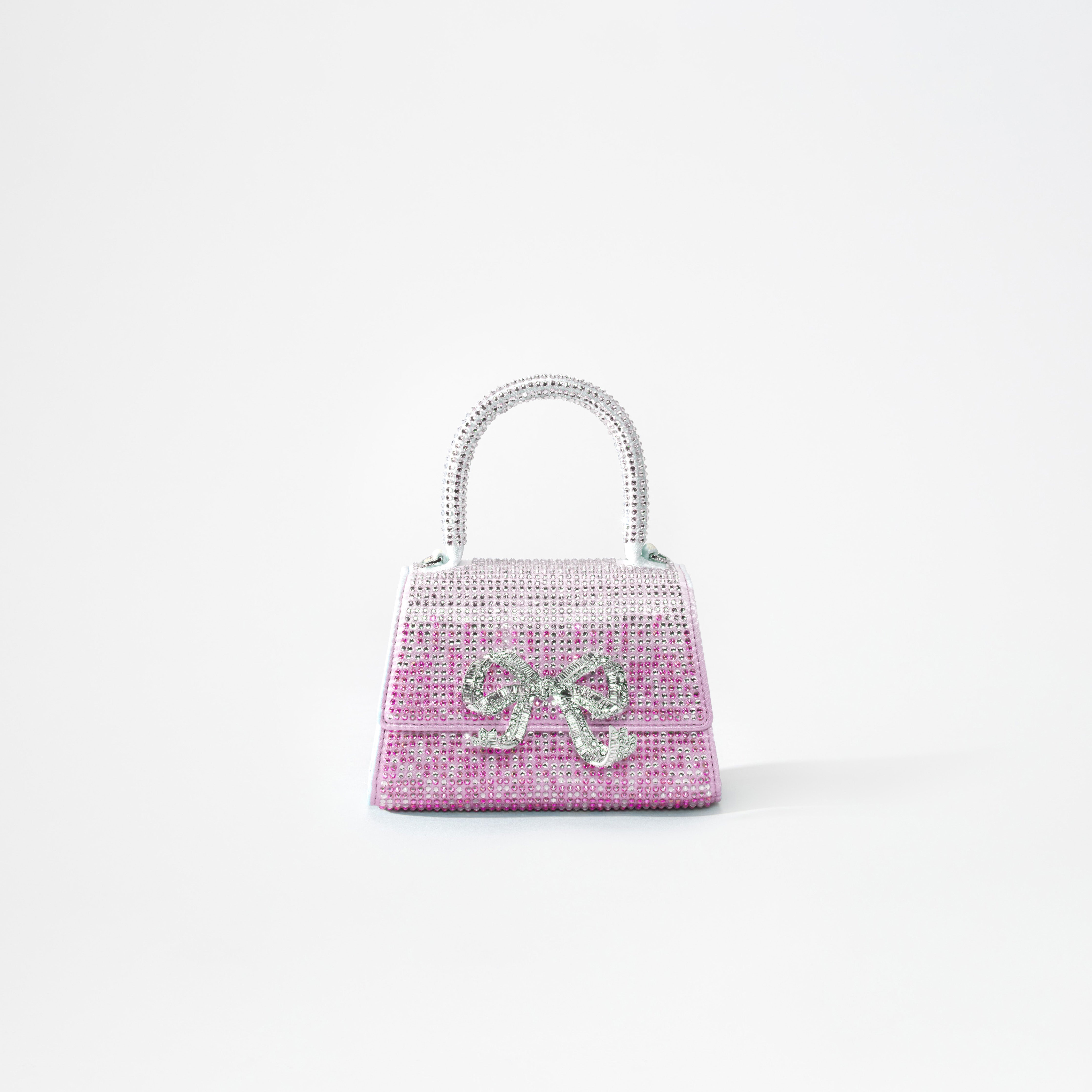 Pink Ombre Rhinestone Bow Micro Bag - 1