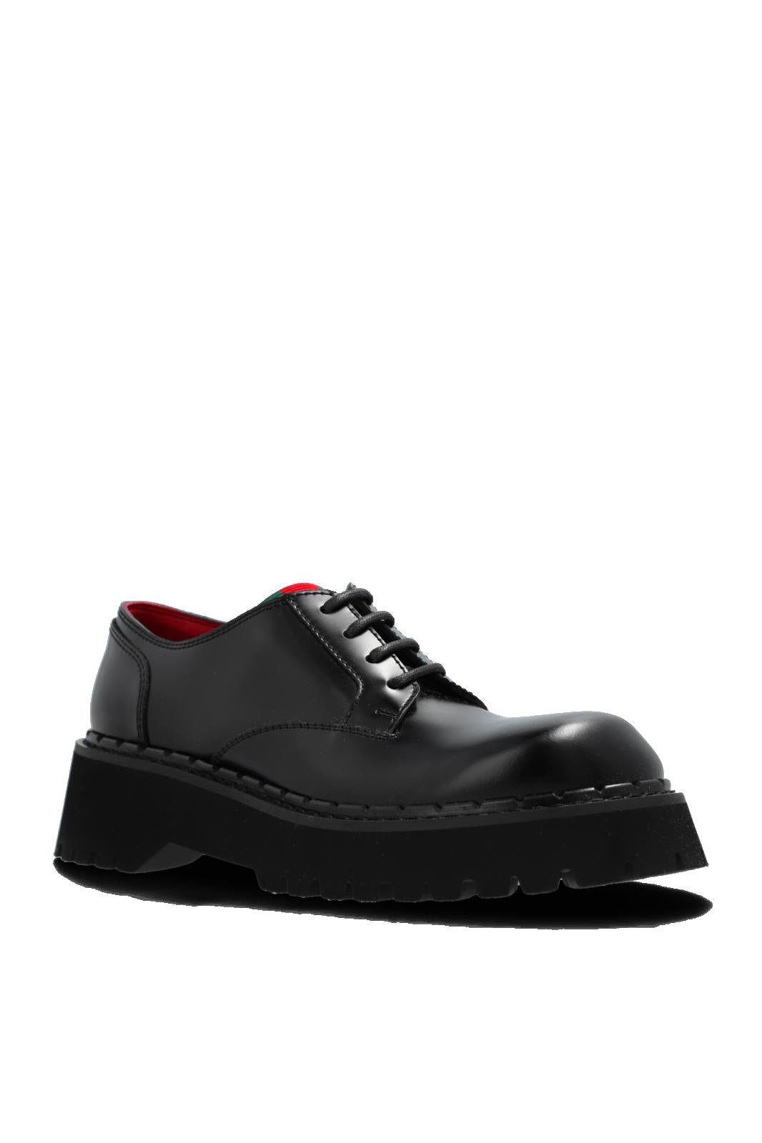 Gucci Web Lace Up Leather Shoes - 2