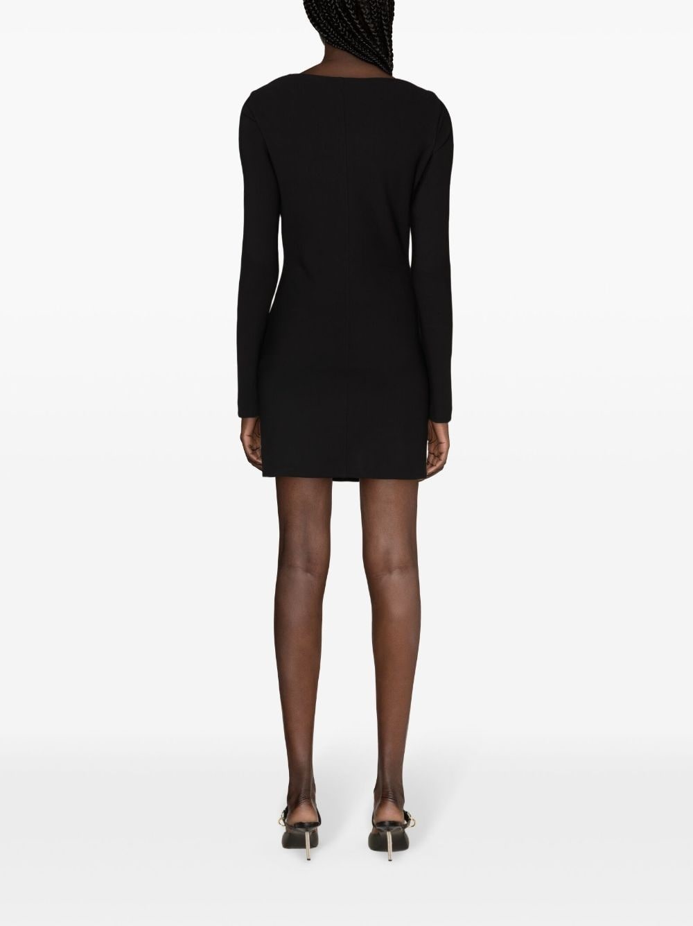 rose-brooch-detail mini dress - 4