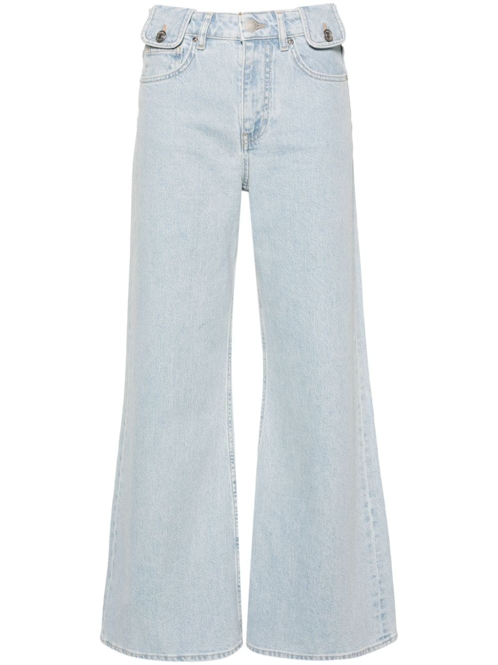 high-rise logo-patch wide-leg jeans - 1