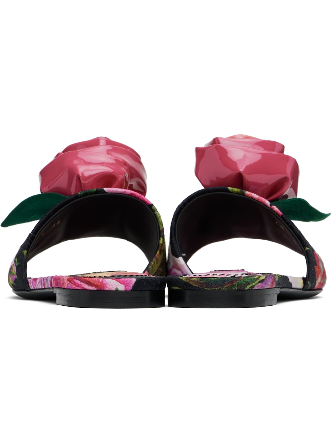 Pink & Black Rose Sandals - 2