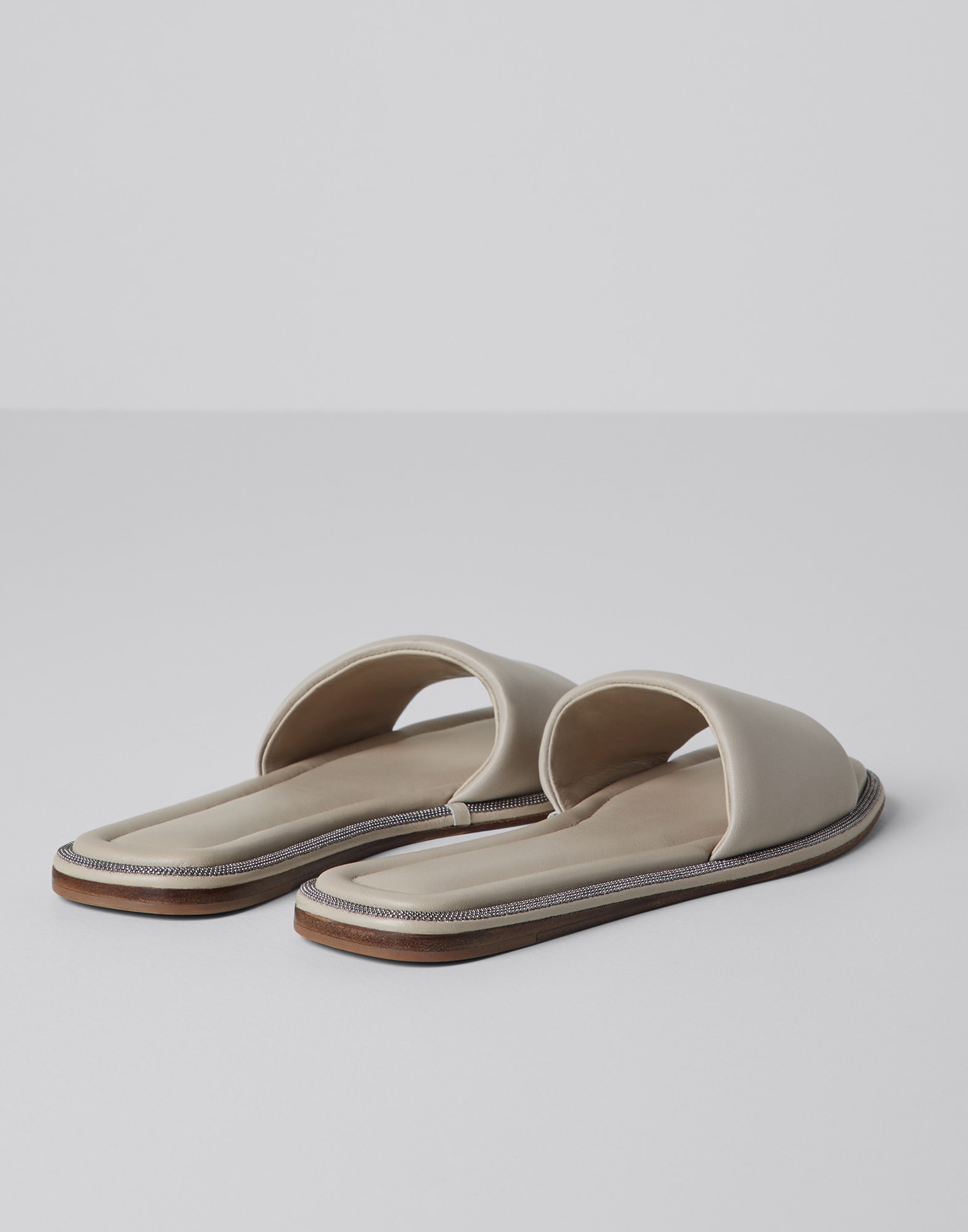 Nappa leather slides with shiny welt - 3