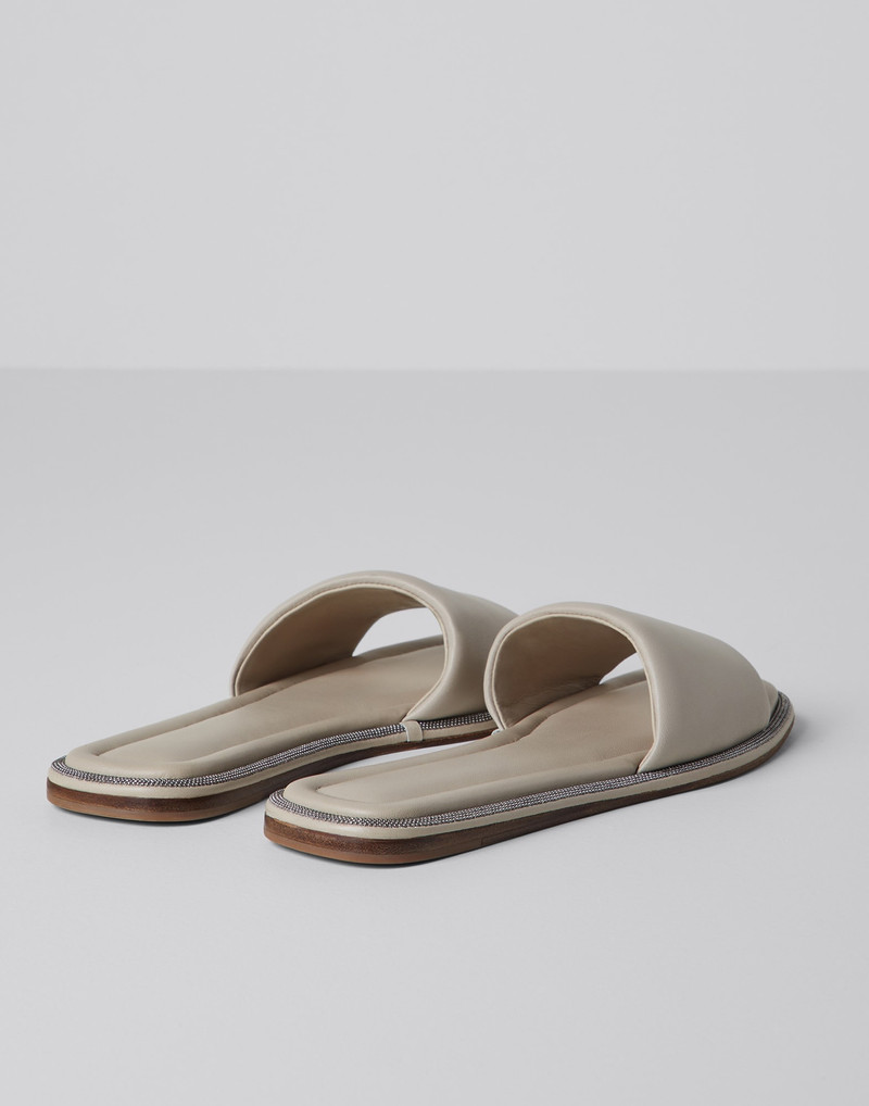 Nappa leather slides with shiny welt 3