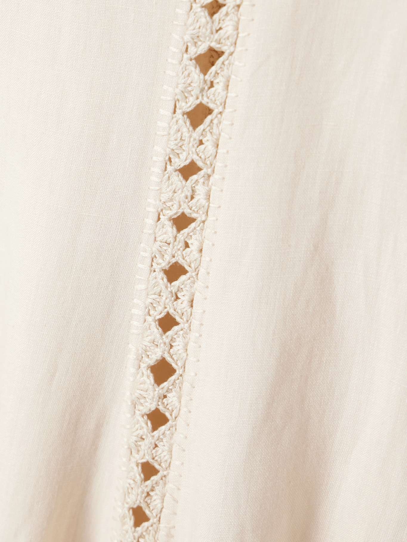 Catamaran Ventures crochet-trimmed embroidered linen midi dress Ecru - 4