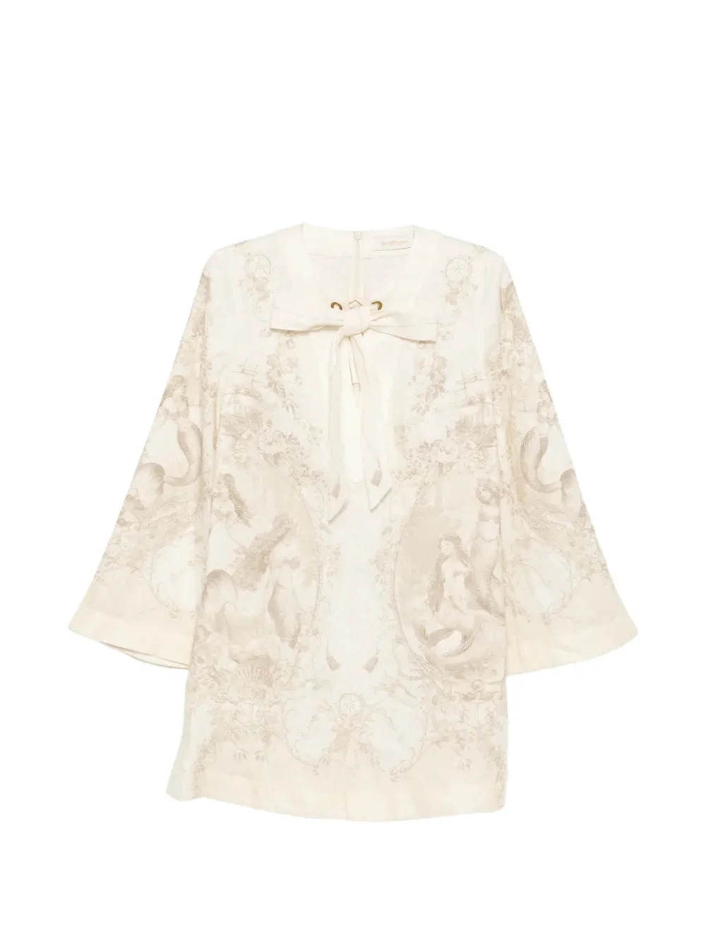 Tie Neck Tunic Dress - 1