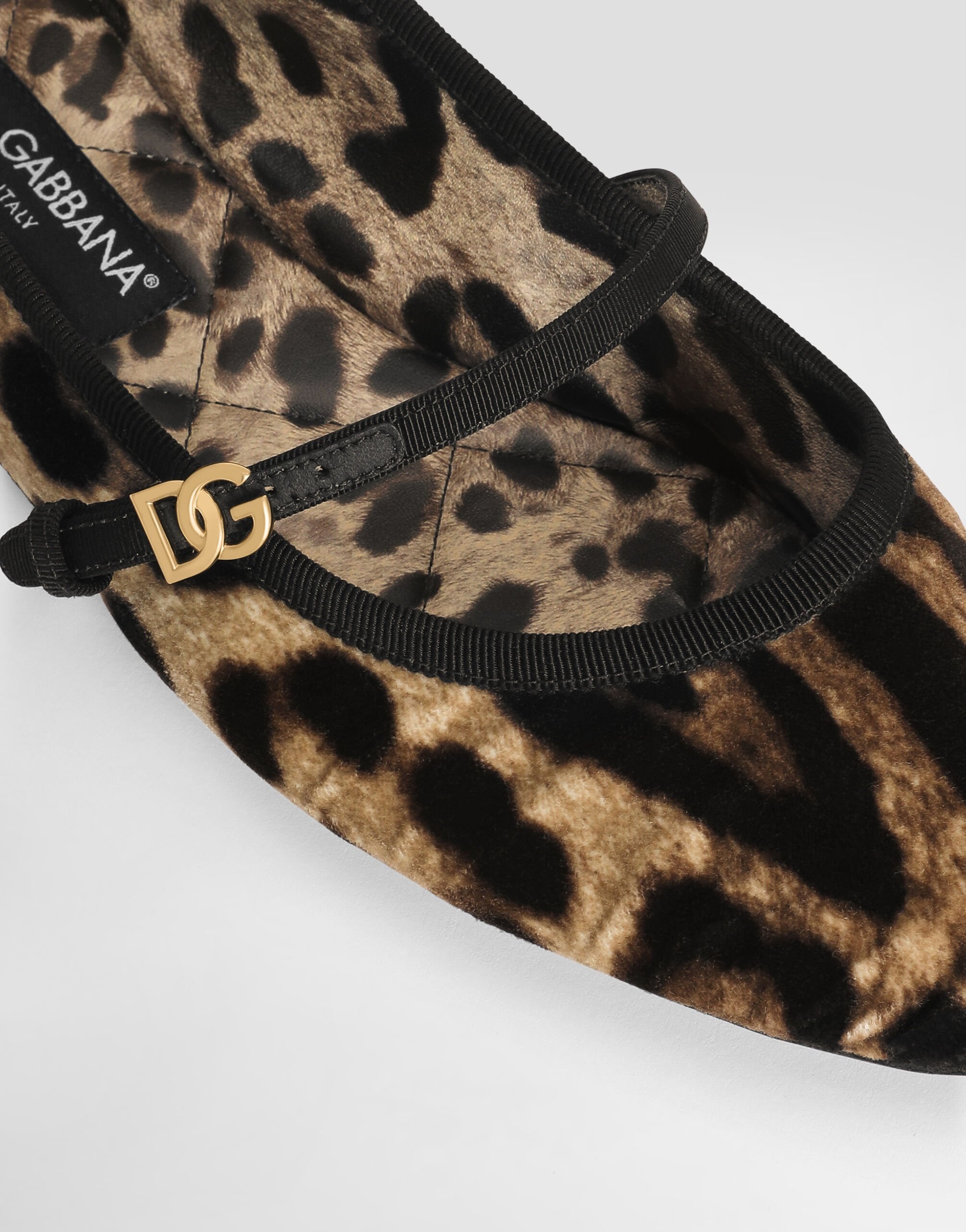 Printed velvet ballet flats - 4
