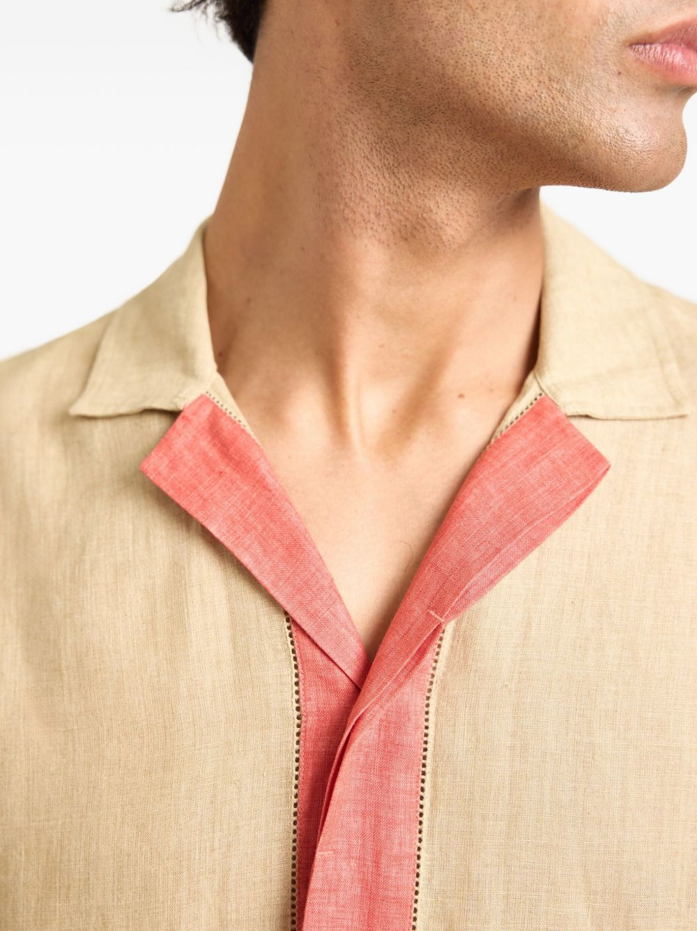 Maitan linen contrast-trim shirt - 4