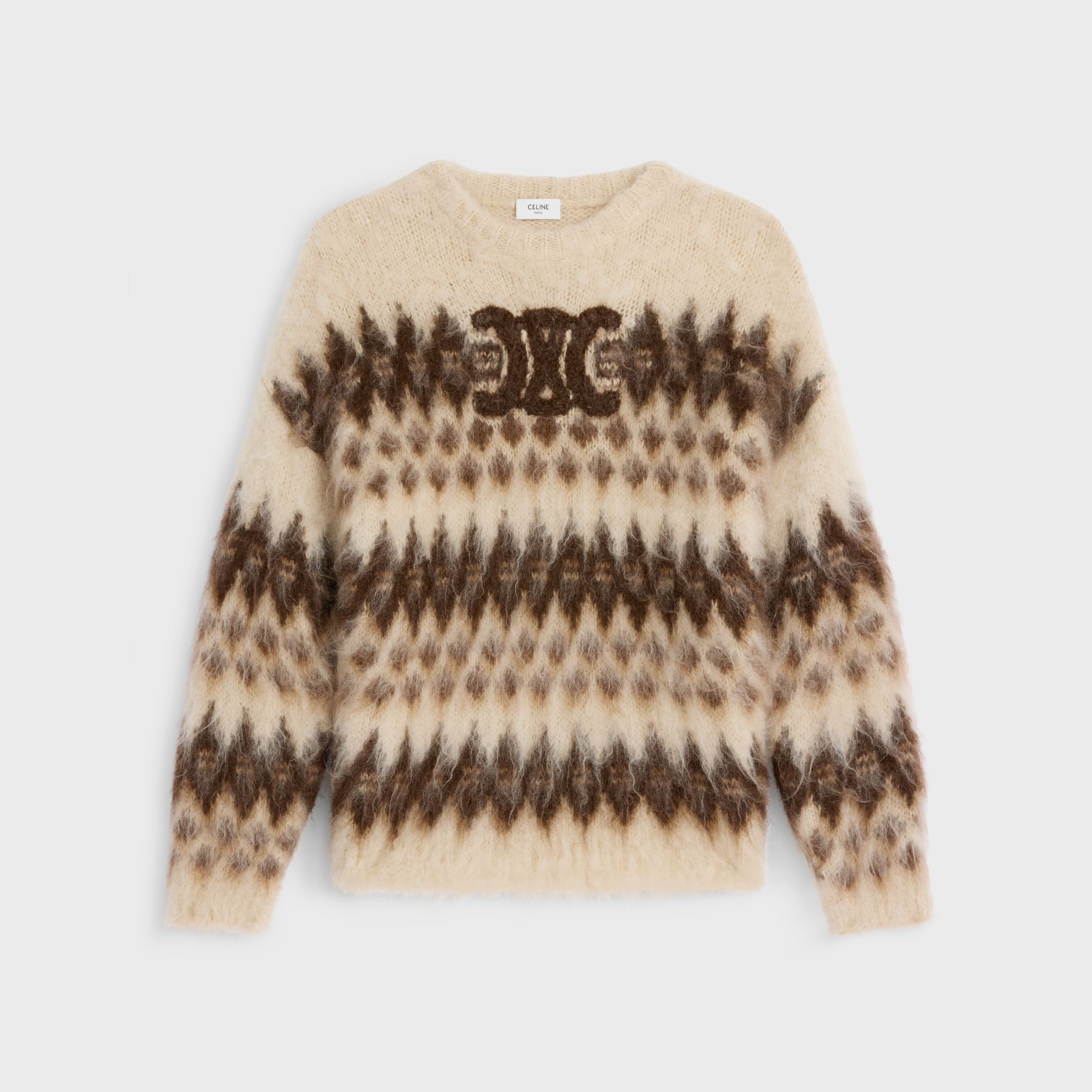 crew neck sweater in fair isle mohair - 1