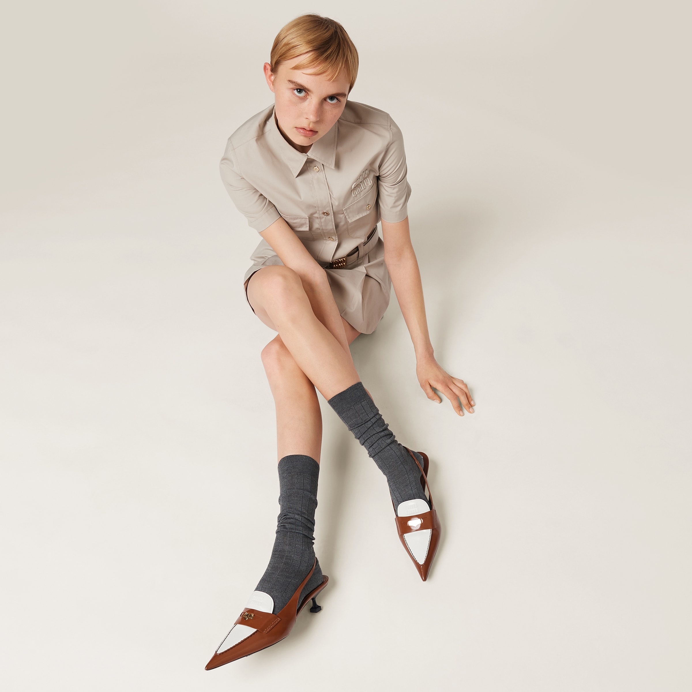サンダル・ミュール MiuMiu | Leather penny loafers with heel Miu Miu Leather penny loafers with heel | REVERSIBLE