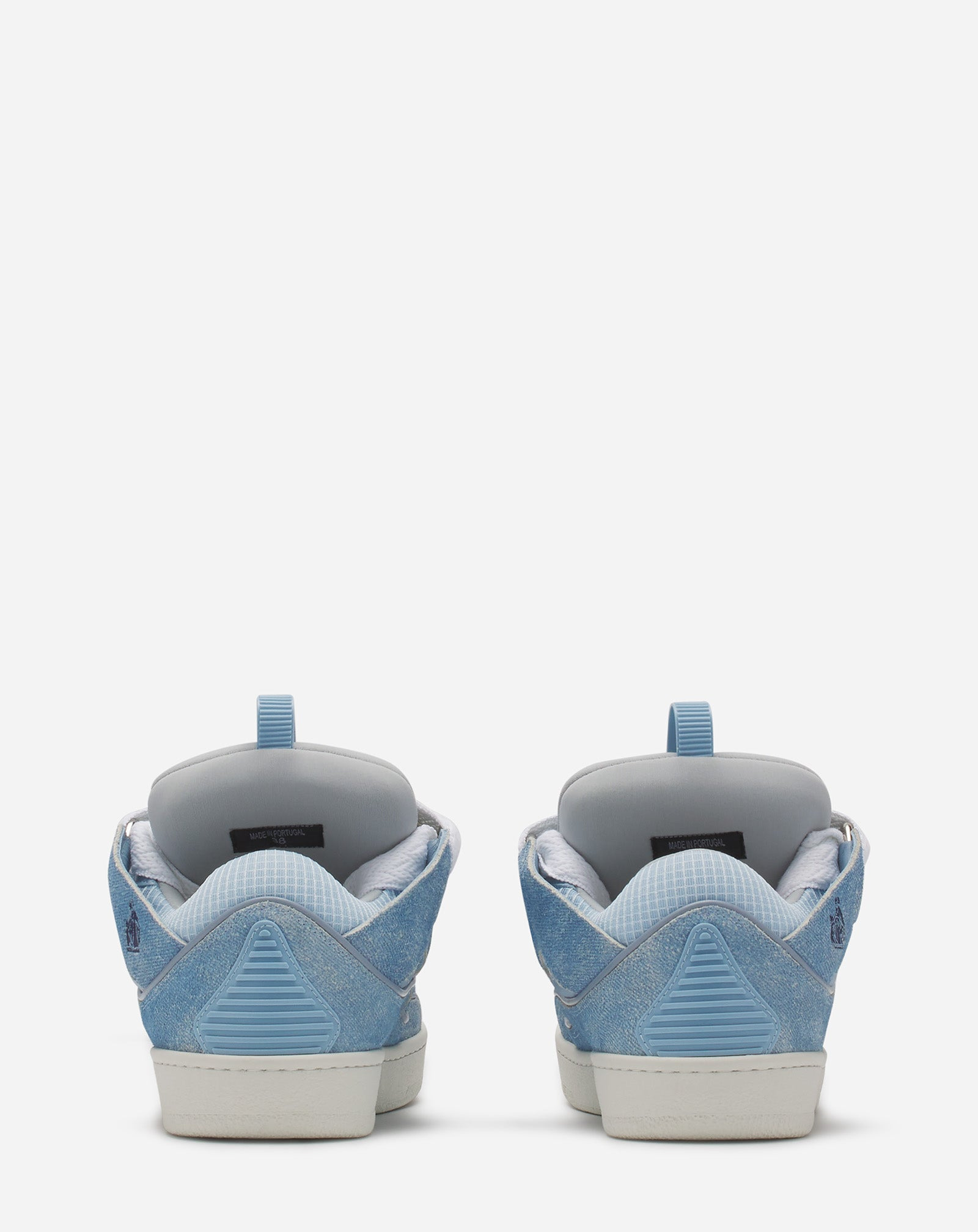 CURB DENIM-EFFECT LEATHER SNEAKERS - 4