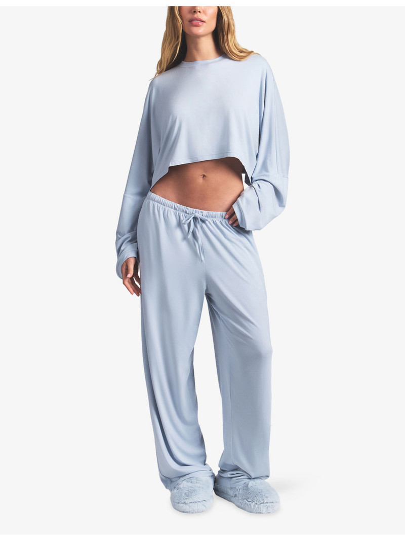 SKIMS SKIMS Sleep Cropped Stretch-Modal Henley Set outlook