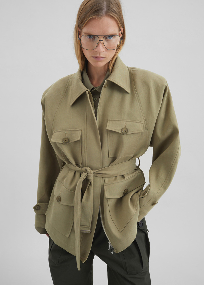 The Frankie Shop Kelia Padded Utility Jacket - Sage outlook