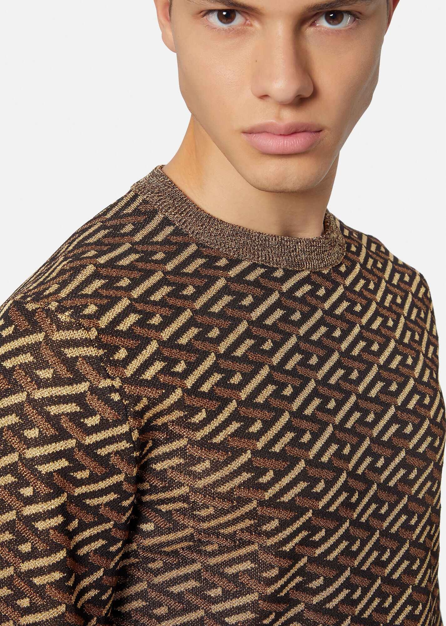 La Greca Metallic Jacquard Sweater - 5