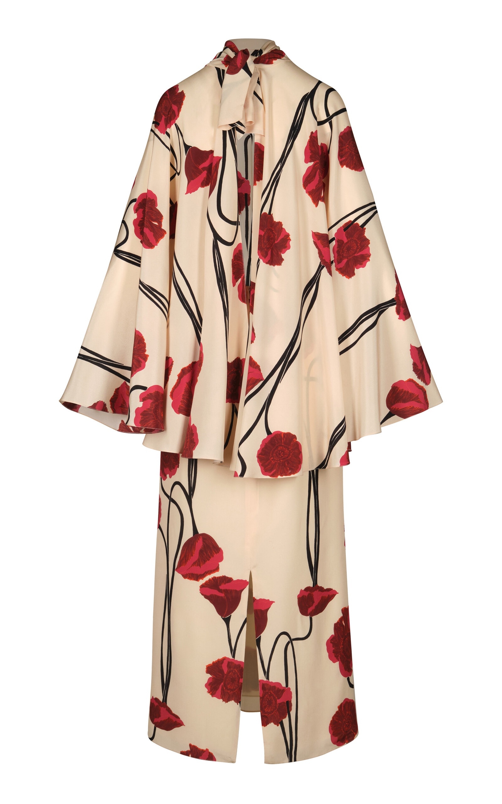 Parajes Lejanos Floral Silk Midi Dress ivory - 7