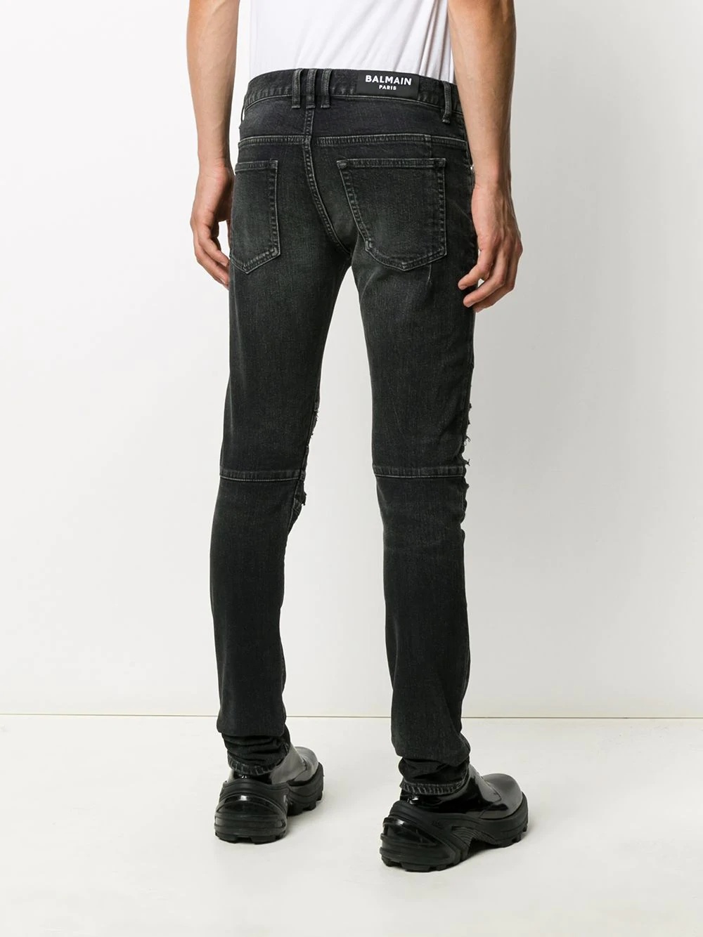 ribbed knees skinny jeans - 4