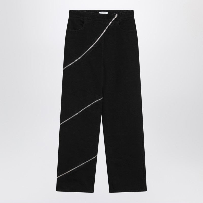 Alaia Black Zip Spiral Jeans Women - 1