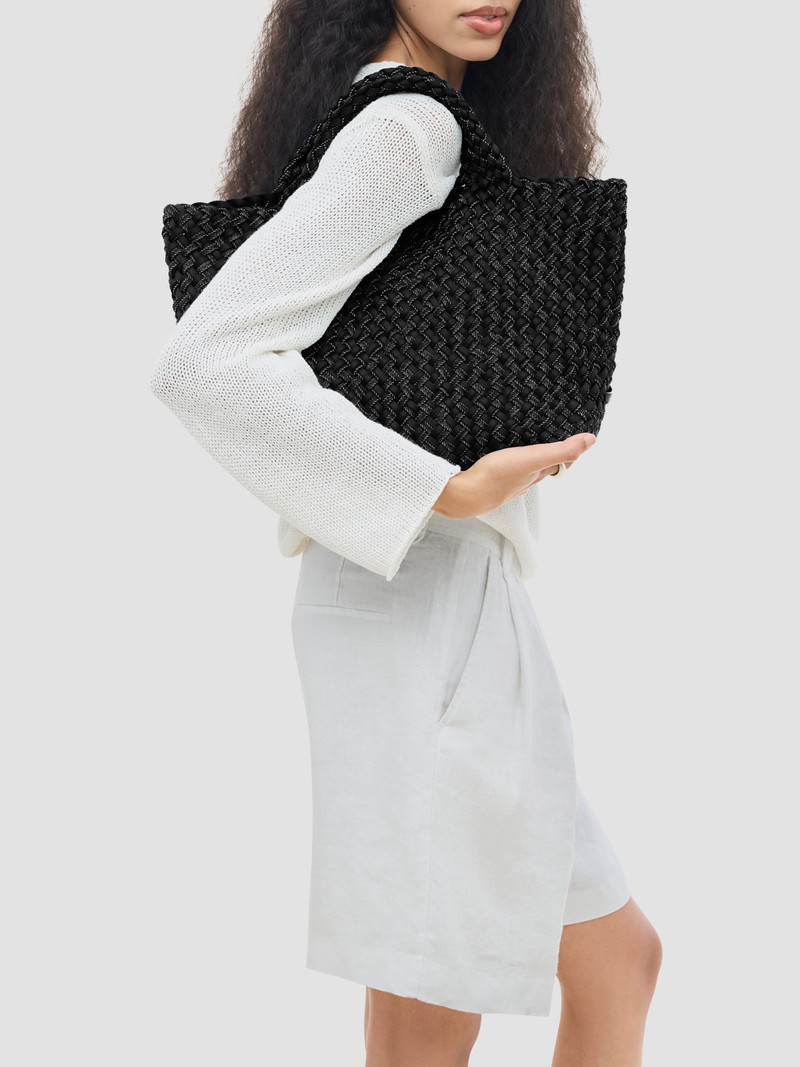 Women's St. Barths Medium Double Weave Tote Bag - Jet 3