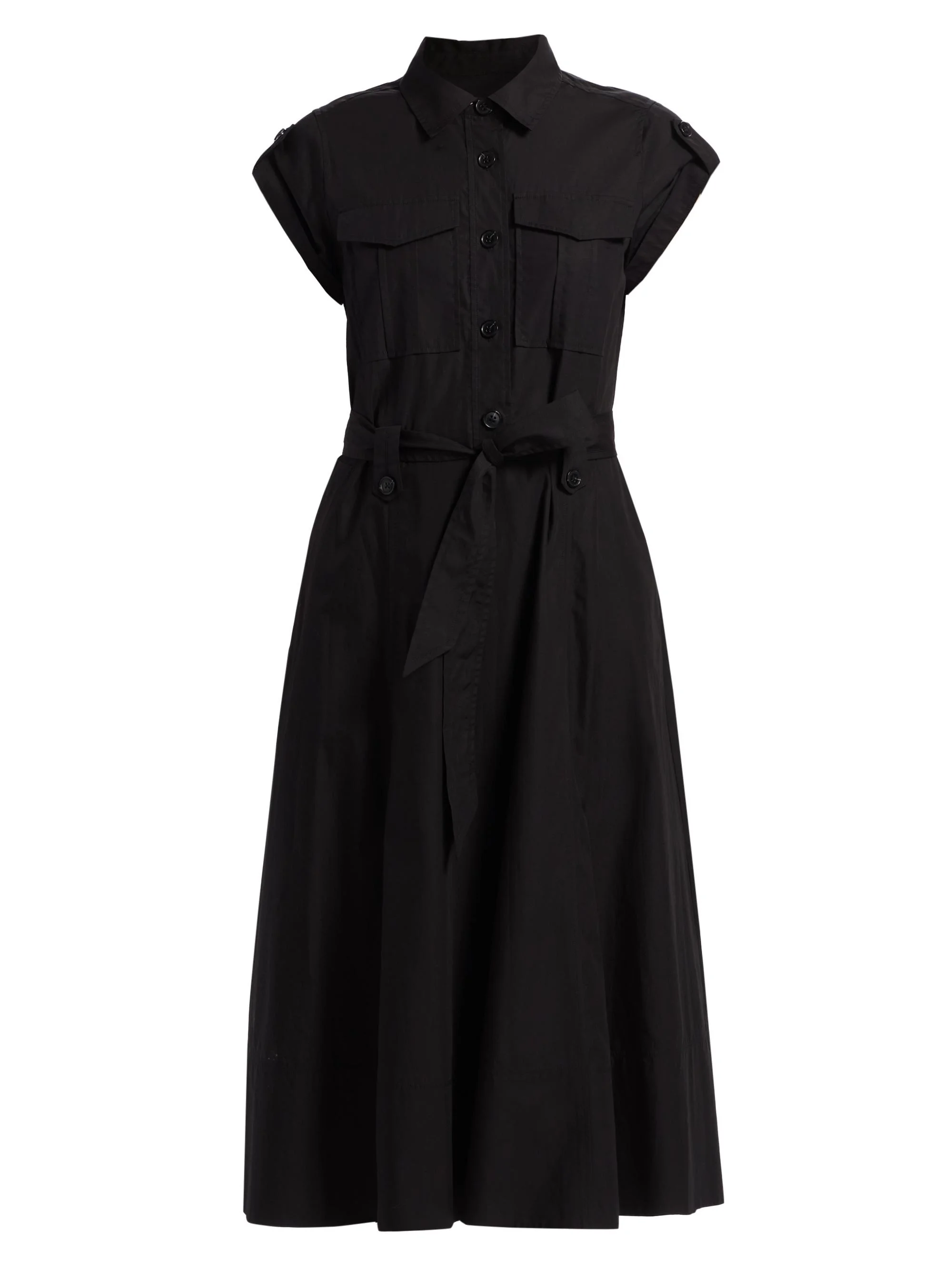 Women's Kayla Belted Cotton Midi-Dress - Black - 1