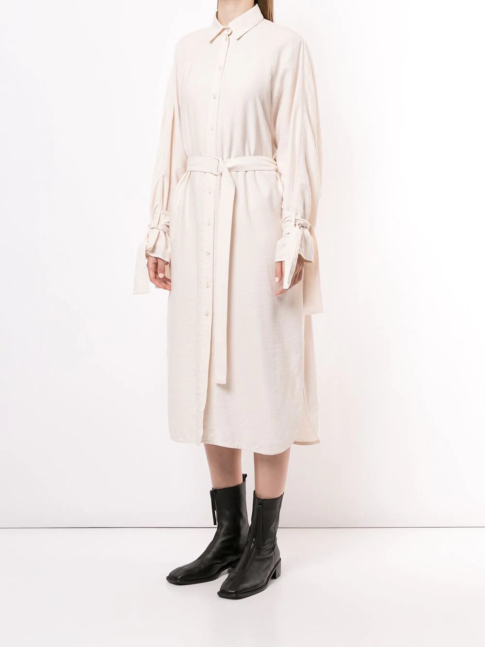 belted mid-length shirt dress - 3