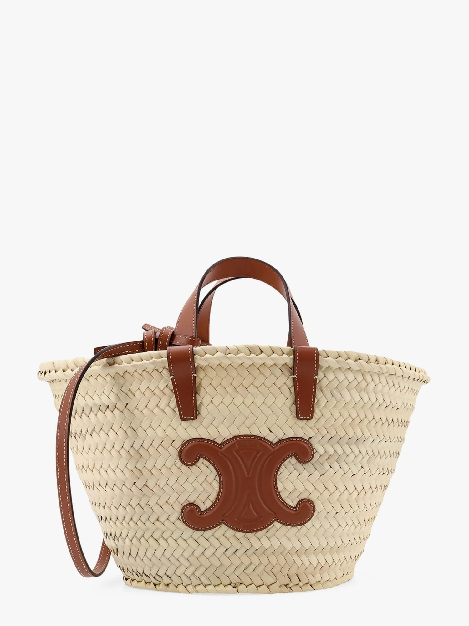 Celine Classic Panier Teen Raffia And Leather Handbag - 1