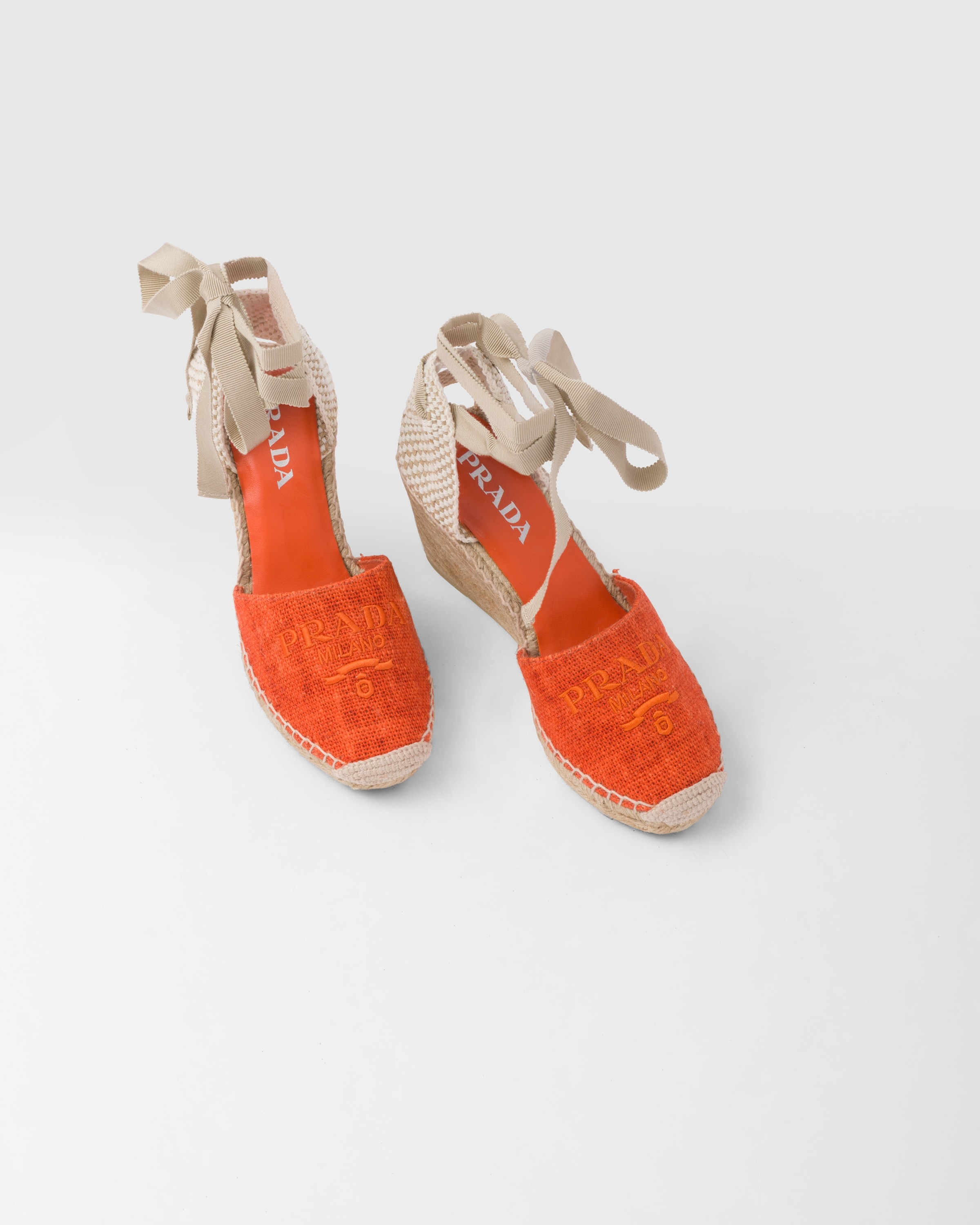 Linen espadrille wedge sandals - 4
