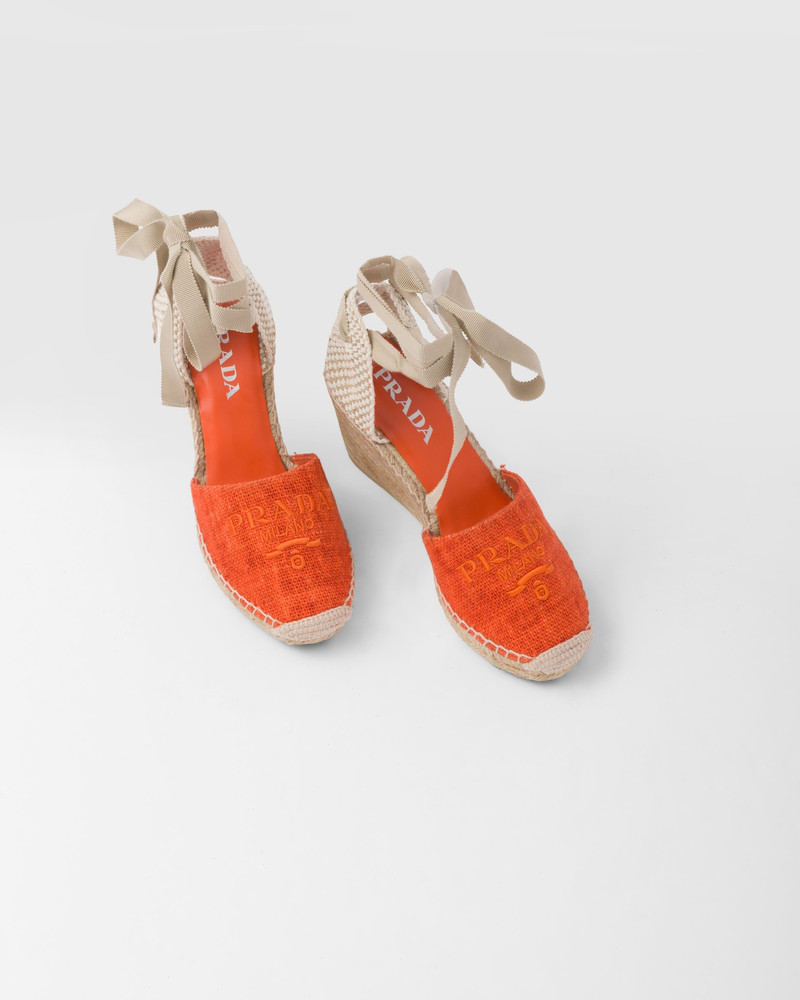 Linen espadrille wedge sandals 4