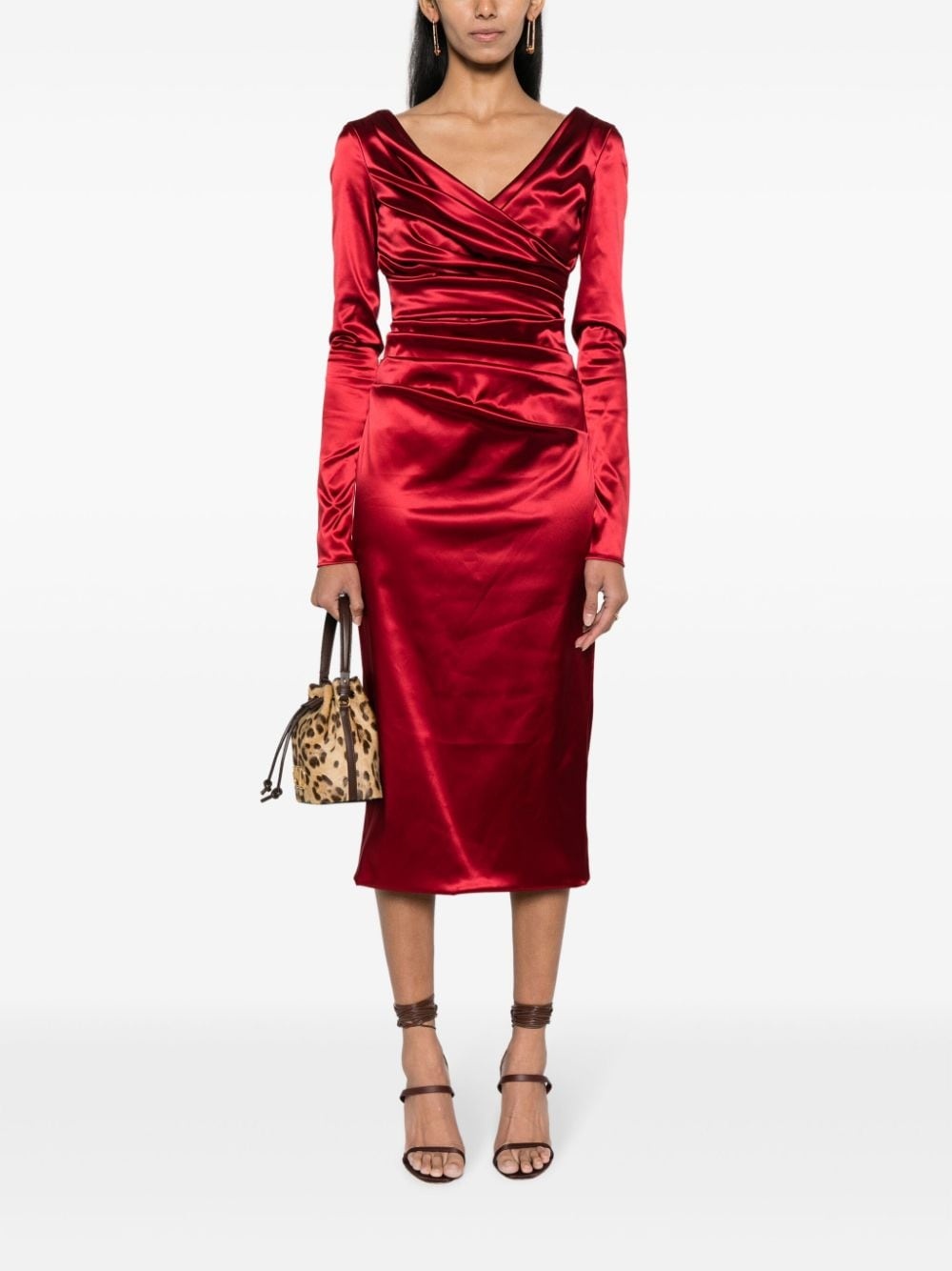 draped satin midi dress - 2