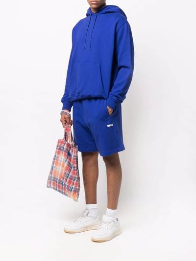 MSGM logo-print cotton hoodie outlook