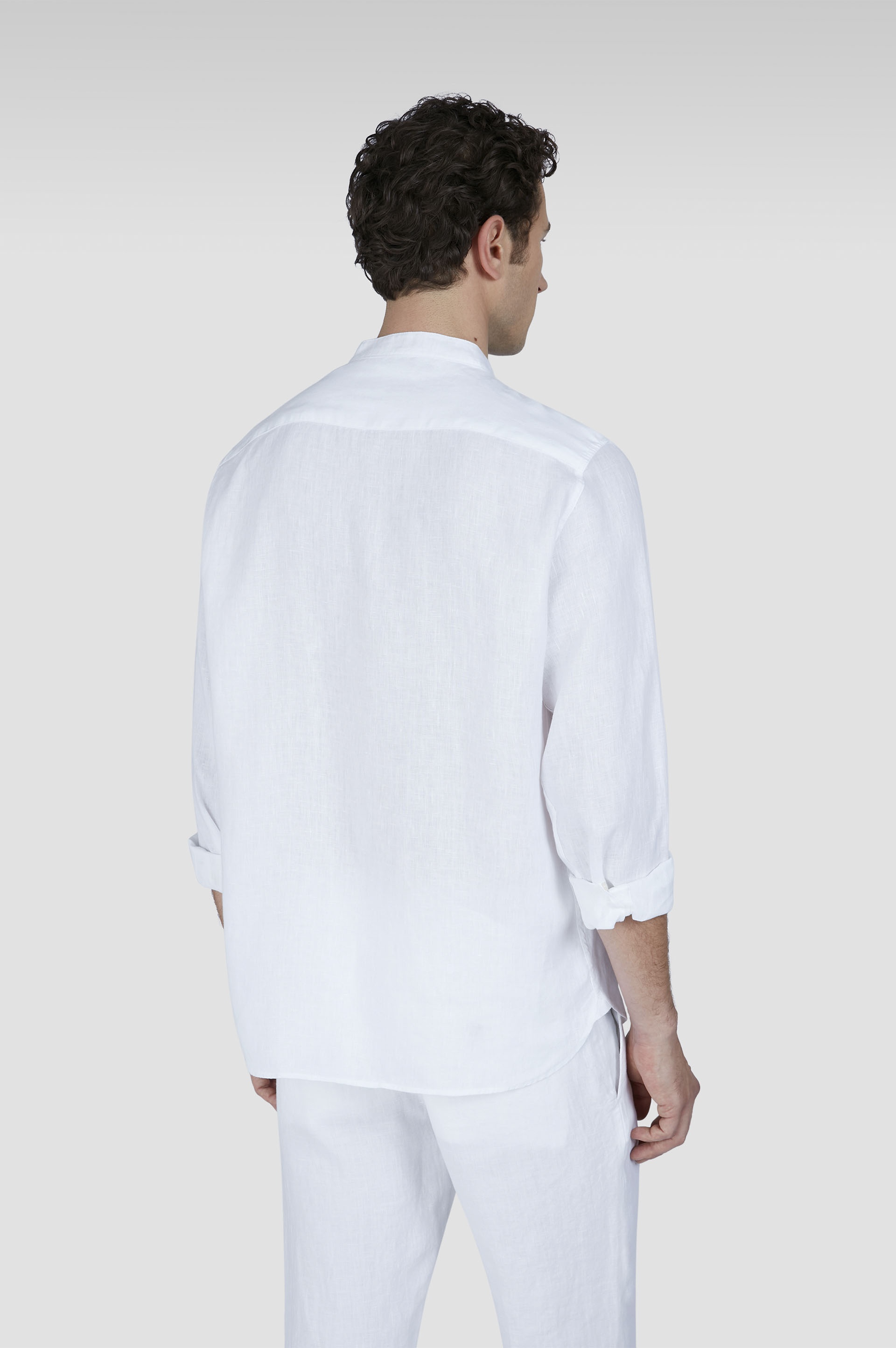 LINEN SHIRT WITH MANDARIN COLLAR - 3