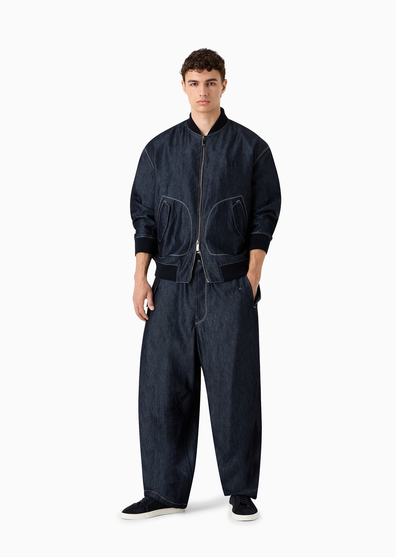 Denim Collection oversized trousers in cotton and silk denim - 4