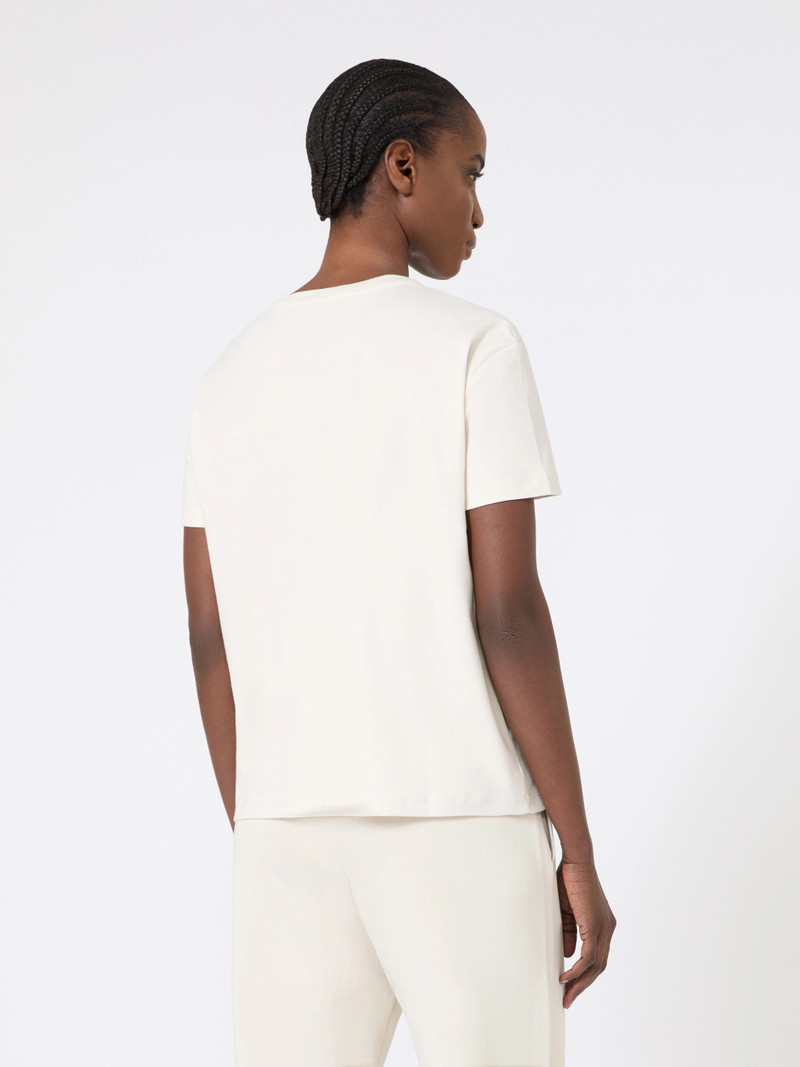 BELLA Embroidered jersey T-shirt - SAND 4